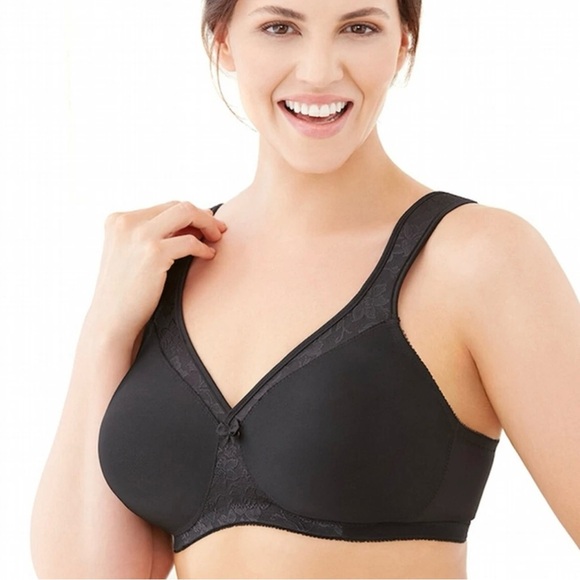 Glamorise Wire Free  Magic Lift Seamless Support Bra Size 46G Soft Cup Black - Picture 1 of 7